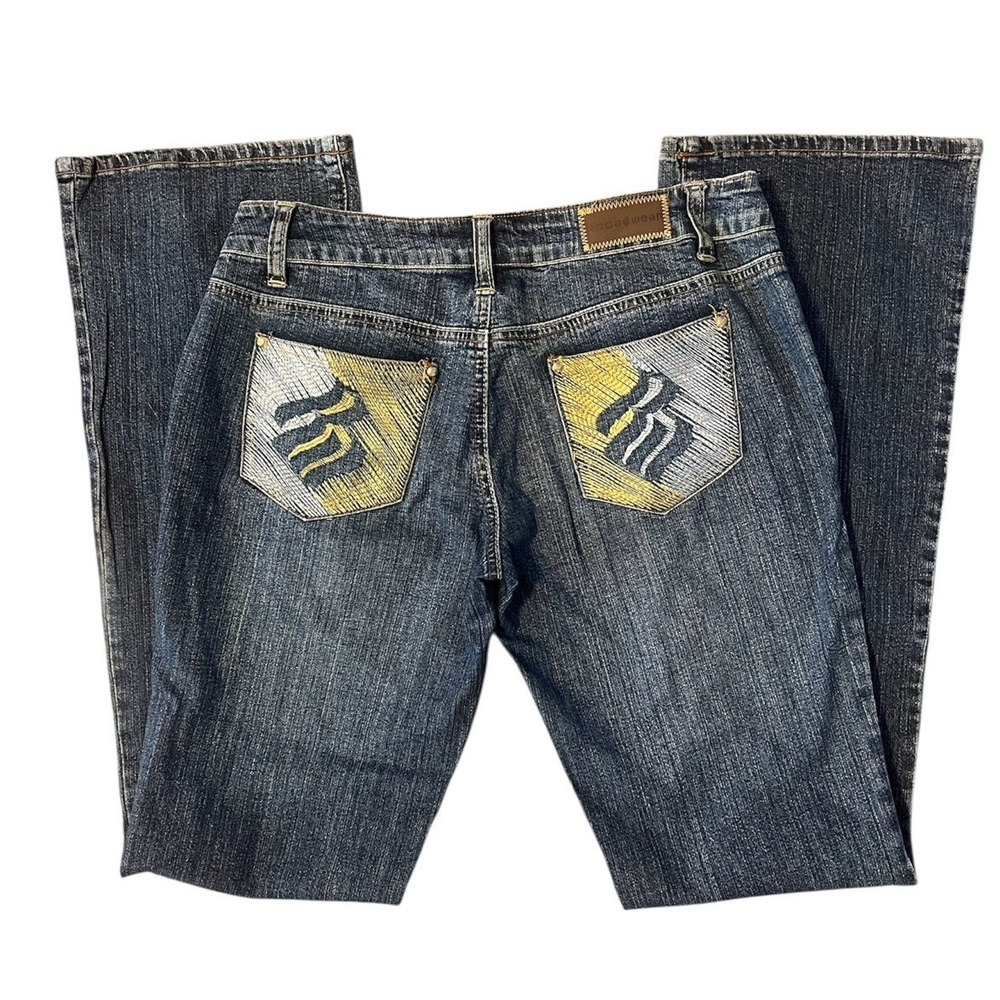 Y2K Vintage Rocawear Embroidered Pocket  Womens Jeans Sz 3 - Picture 2 of 5